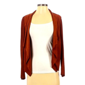 Kut from the Kloth XS brown faux suede waterfall neckline open retro boho jacket